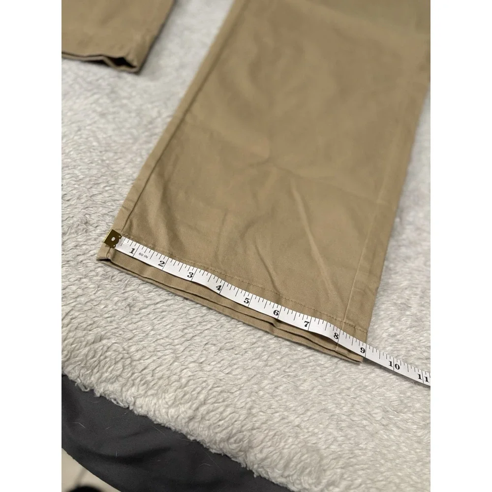 New Kirkland Men's Chino Pants Size 42x30 Standard Fit Beige Trousers‎ Stretch
